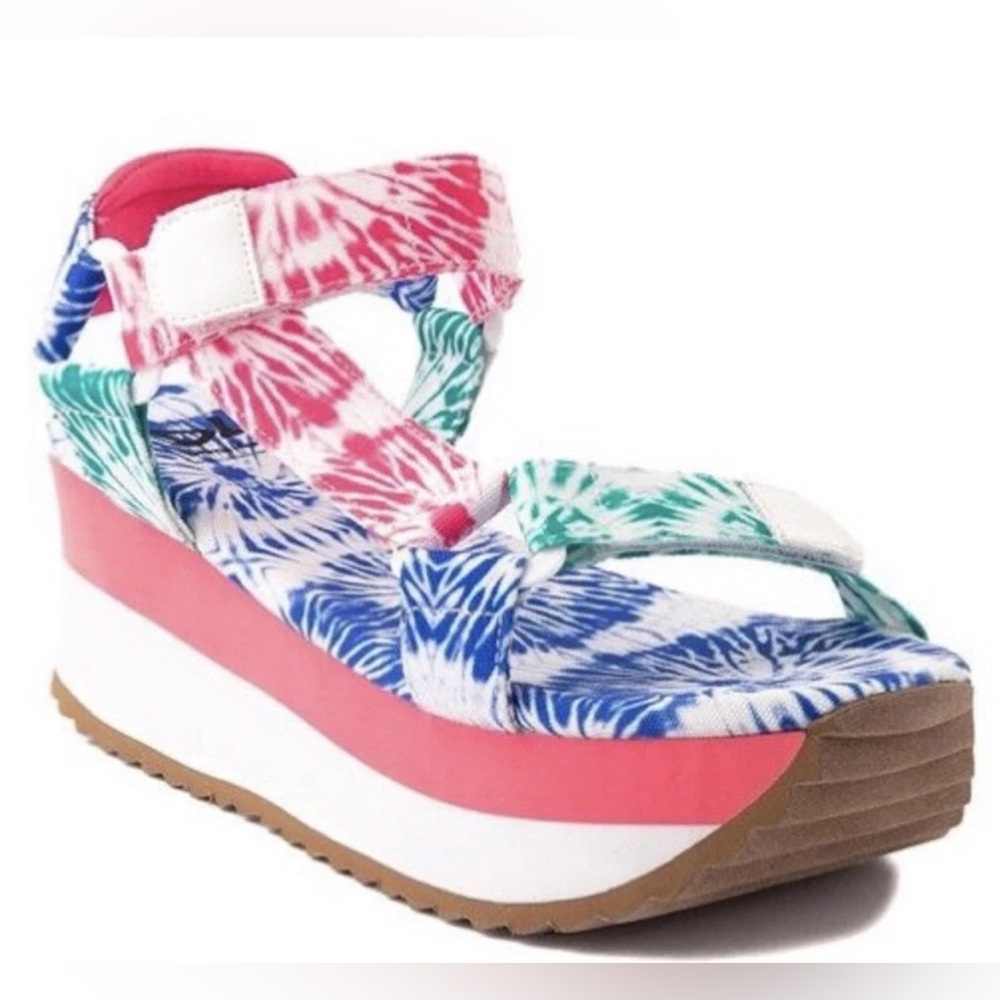 Dirty Laundry Tie Dye Platform Chunky Sandals- Size 7 EU 38 NIB